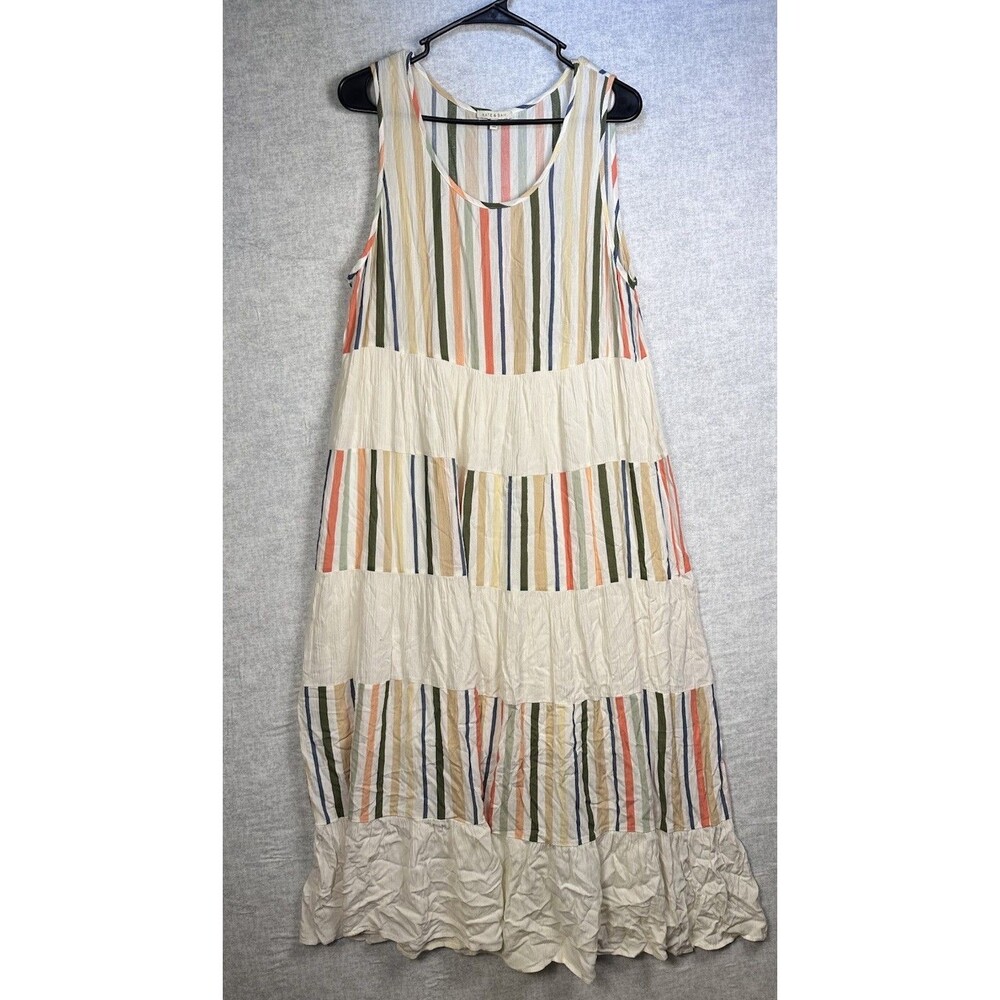 Kate And Sam Womens Flowy Maxi Dress Size Large Cottage Sleeveless Rayon  Lined